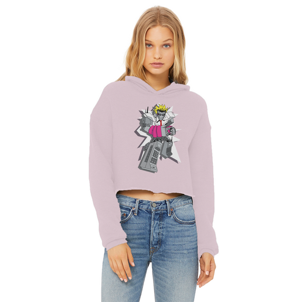 "ROBOT LOVER" (Colour) Ladies Cropped Raw Edge Hoodie