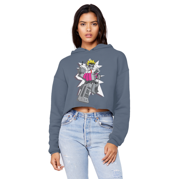 "ROBOT LOVER" (Colour) Unisex Cropped Raw Edge Boyfriend Hoodie