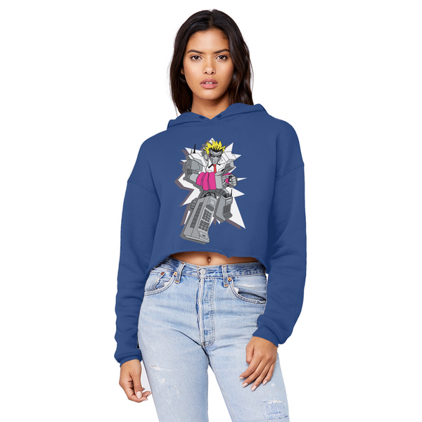 "ROBOT LOVER" (Colour) Unisex Cropped Raw Edge Boyfriend Hoodie