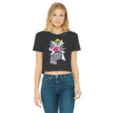 "ROBOT LOVER" (Colour) Classic Women's Cropped Raw Edge T-Shirt