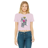 "ROBOT LOVER" (Colour) Classic Women's Cropped Raw Edge T-Shirt