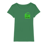 Loft Crew (Green) (Front & Back Print) - Organic Jersey Womens T-Shirt