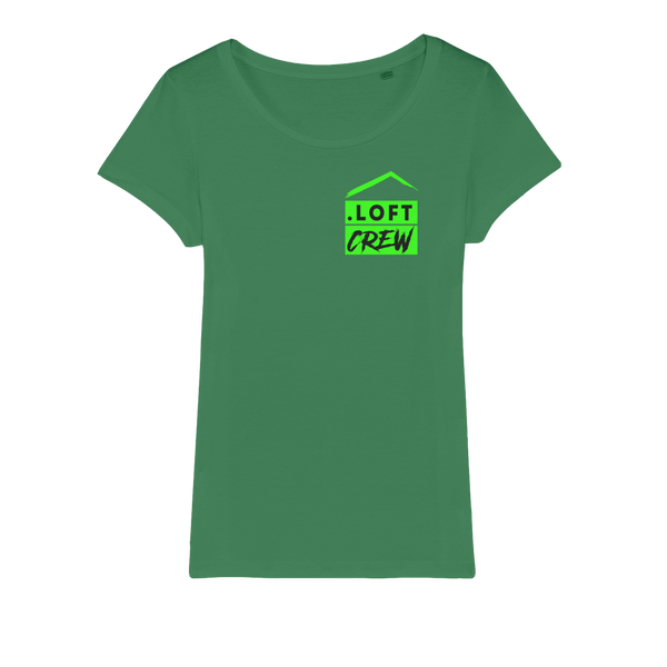 Loft Crew (Green) (Front & Back Print) - Organic Jersey Womens T-Shirt