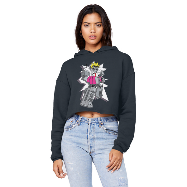 "ROBOT LOVER" (Colour) Unisex Cropped Raw Edge Boyfriend Hoodie