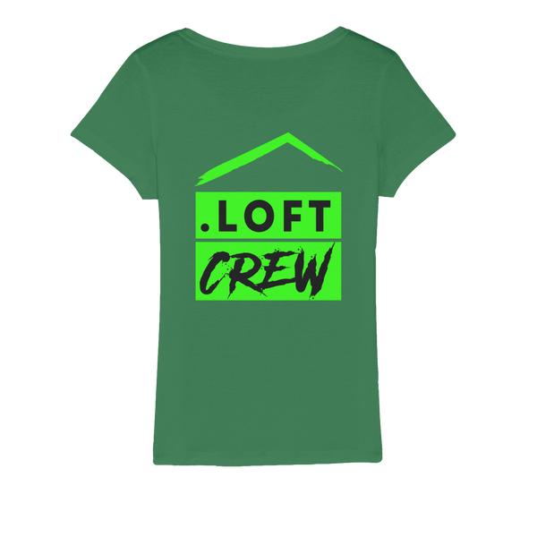 Loft Crew (Green) (Front & Back Print) - Organic Jersey Womens T-Shirt