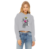 "ROBOT LOVER" (Colour) Ladies Cropped Raw Edge Hoodie