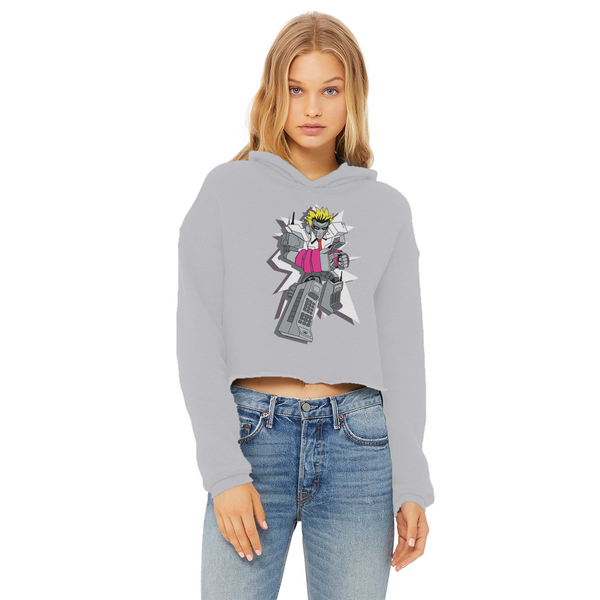 "ROBOT LOVER" (Colour) Ladies Cropped Raw Edge Hoodie