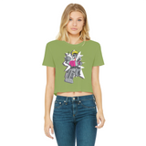 "ROBOT LOVER" (Colour) Classic Women's Cropped Raw Edge T-Shirt