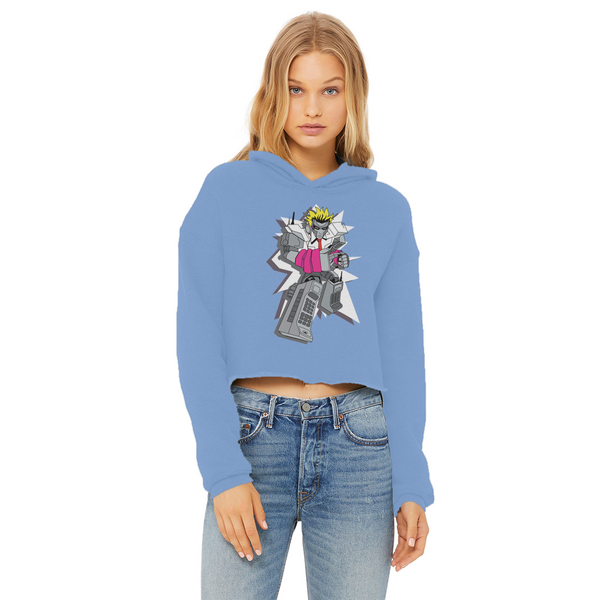 "ROBOT LOVER" (Colour) Ladies Cropped Raw Edge Hoodie