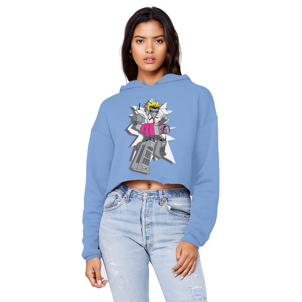 "ROBOT LOVER" (Colour) Unisex Cropped Raw Edge Boyfriend Hoodie