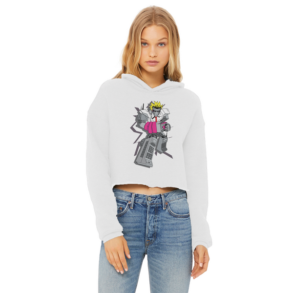 "ROBOT LOVER" (Colour) Ladies Cropped Raw Edge Hoodie