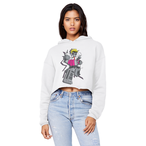 "ROBOT LOVER" (Colour) Unisex Cropped Raw Edge Boyfriend Hoodie
