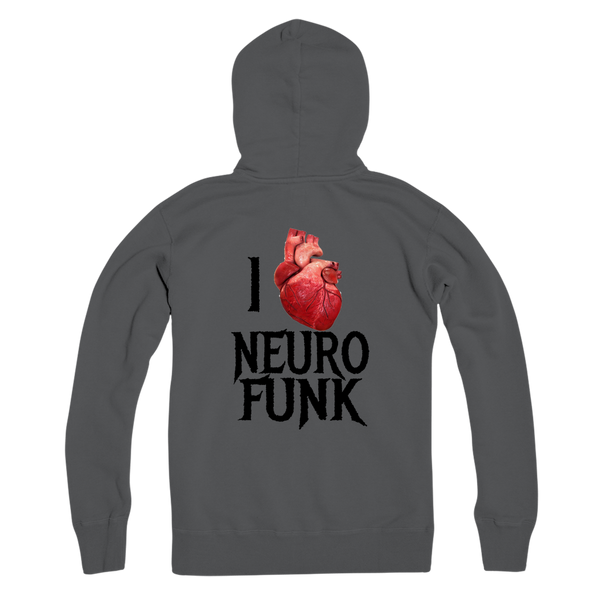 "I Love Neurofunk" Premium Adult Zip Hoodie (With Back Print)