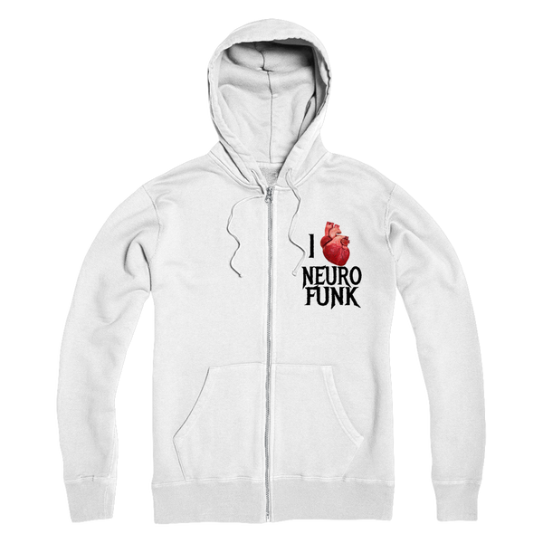 "I Love Neurofunk" Premium Adult Zip Hoodie (With Back Print)