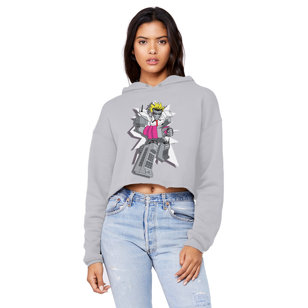 "ROBOT LOVER" (Colour) Unisex Cropped Raw Edge Boyfriend Hoodie