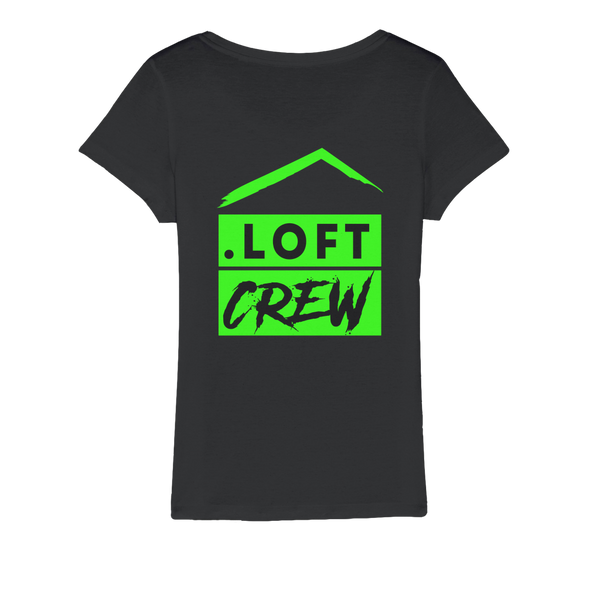 Loft Crew (Green) (Front & Back Print) - Organic Jersey Womens T-Shirt
