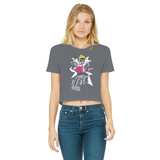 "ROBOT LOVER" (Colour) Classic Women's Cropped Raw Edge T-Shirt