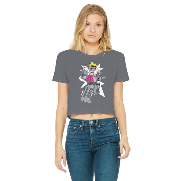 "ROBOT LOVER" (Colour) Classic Women's Cropped Raw Edge T-Shirt