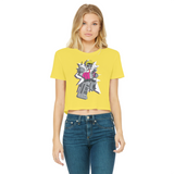 "ROBOT LOVER" (Colour) Classic Women's Cropped Raw Edge T-Shirt