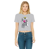 "ROBOT LOVER" (Colour) Classic Women's Cropped Raw Edge T-Shirt