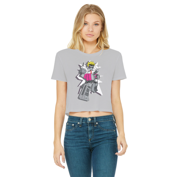 "ROBOT LOVER" (Colour) Classic Women's Cropped Raw Edge T-Shirt