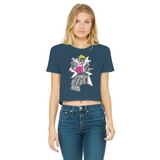 "ROBOT LOVER" (Colour) Classic Women's Cropped Raw Edge T-Shirt