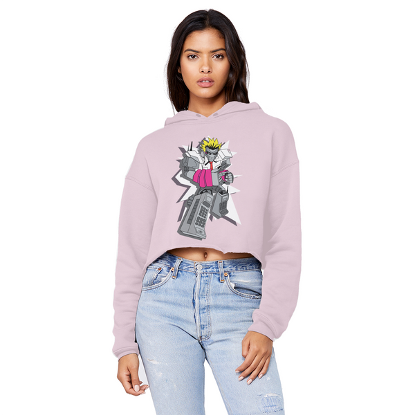 "ROBOT LOVER" (Colour) Unisex Cropped Raw Edge Boyfriend Hoodie