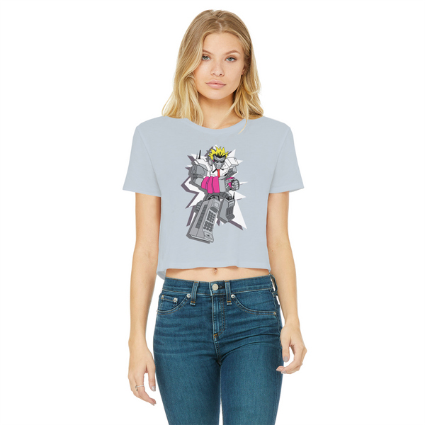 "ROBOT LOVER" (Colour) Classic Women's Cropped Raw Edge T-Shirt