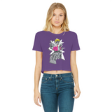 "ROBOT LOVER" (Colour) Classic Women's Cropped Raw Edge T-Shirt