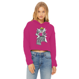 "ROBOT LOVER" (Colour) Ladies Cropped Raw Edge Hoodie