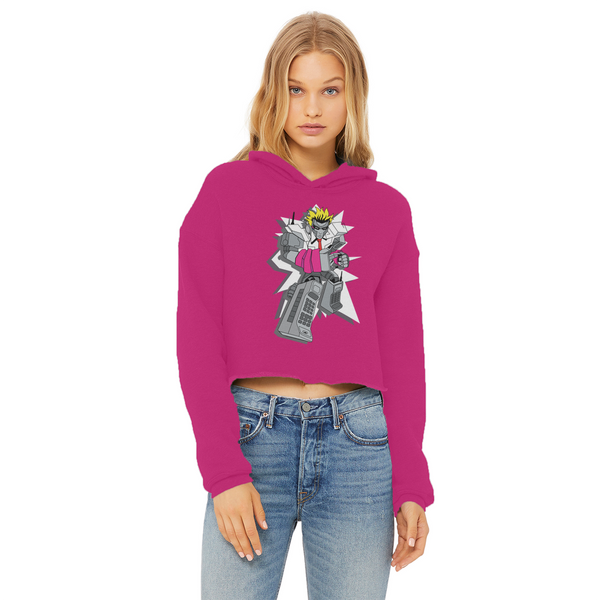 "ROBOT LOVER" (Colour) Ladies Cropped Raw Edge Hoodie