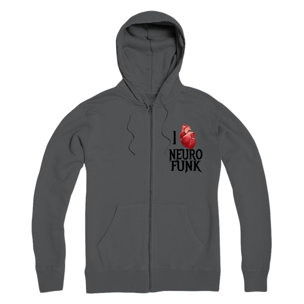 "I Love Neurofunk" Premium Adult Zip Hoodie (With Back Print)