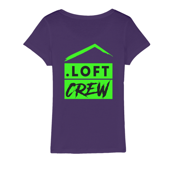 Loft Crew (Green) (Front & Back Print) - Organic Jersey Womens T-Shirt