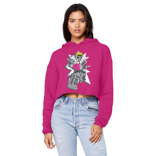 "ROBOT LOVER" (Colour) Unisex Cropped Raw Edge Boyfriend Hoodie