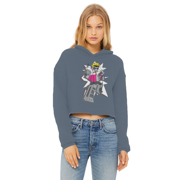 "ROBOT LOVER" (Colour) Ladies Cropped Raw Edge Hoodie