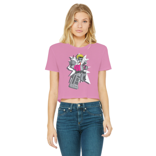"ROBOT LOVER" (Colour) Classic Women's Cropped Raw Edge T-Shirt