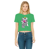 "ROBOT LOVER" (Colour) Classic Women's Cropped Raw Edge T-Shirt